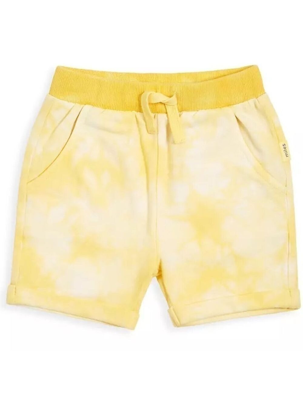 Miles Baby Tie Dye Yellow Pull On Elastic Waist Cotton Shorts